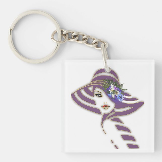 Porte-clés Bridesmaid Gold & Jacaranda Flowers (Devant)