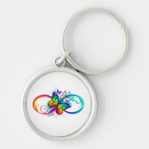 Porte-clés Bright infinity with rainbow butterfly