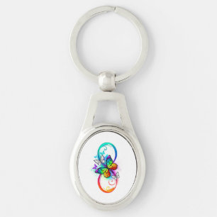 Porte-clés Bright infinity with rainbow butterfly