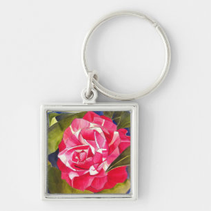 Porte-clés Bright pink Camellia watercolor art flower