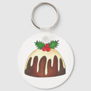Porte-clés British Sugar Plum Pudding Noël Holiday Holly