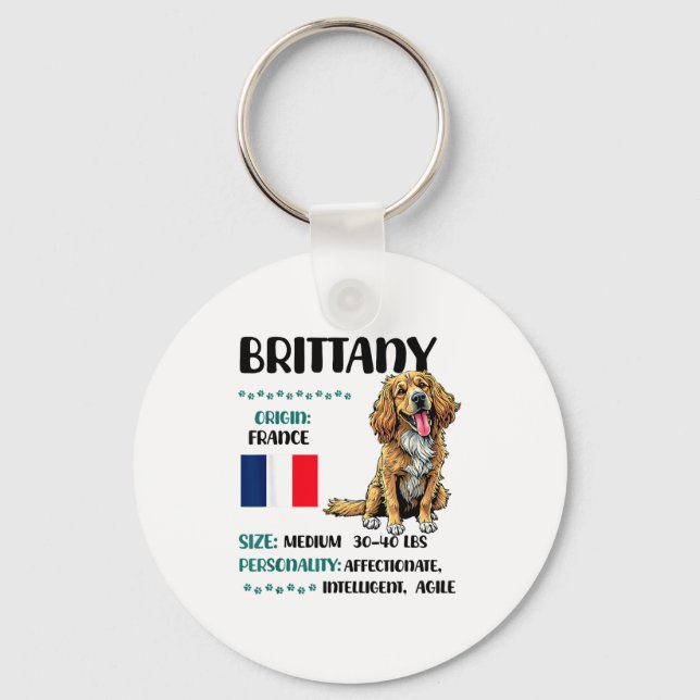 Porte-clés Brittany Origin Funny Brittany Dog Lover  (Recto)