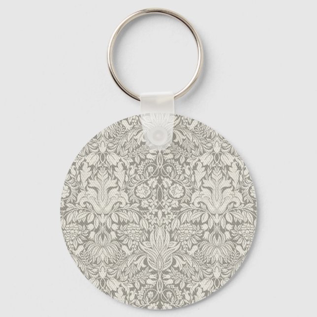 Porte-clés brocade en dentelle blanche élégante (Recto)