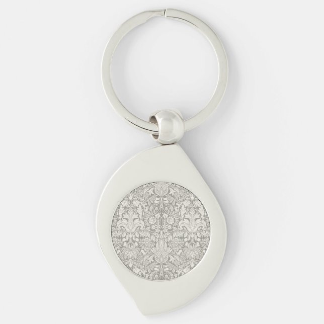 Porte-clés brocade en dentelle blanche élégante (Devant)