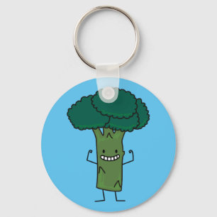 Porte-clés Broccoli Flexing à tête d'arbre heureuse végétal v