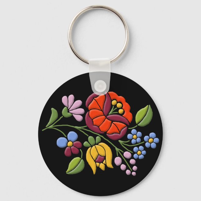 Porte-clés Broderie Kalocsa - Hongrois Folk Art noir bg. (Recto)