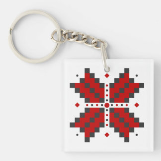 Porte-clés Broderie ukrainienne, rouge et noire