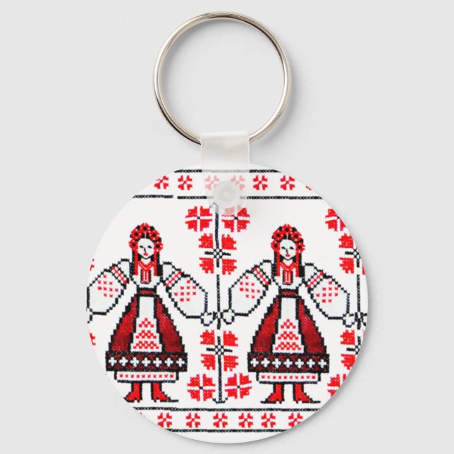 Porte-clés Broderie ukrainienne traditionnelle filles ukraini (Recto)