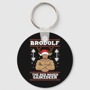 Porte-clés Brodolf Funny Christmas Buff Reindeer Gym Bodybuil
