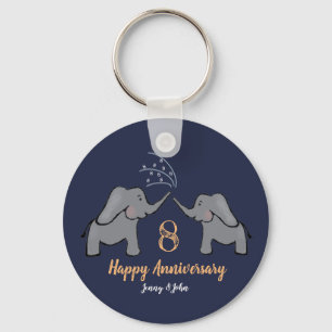 Porte-clés Bronze 8e anniversaire mariage couple d'éléphants
