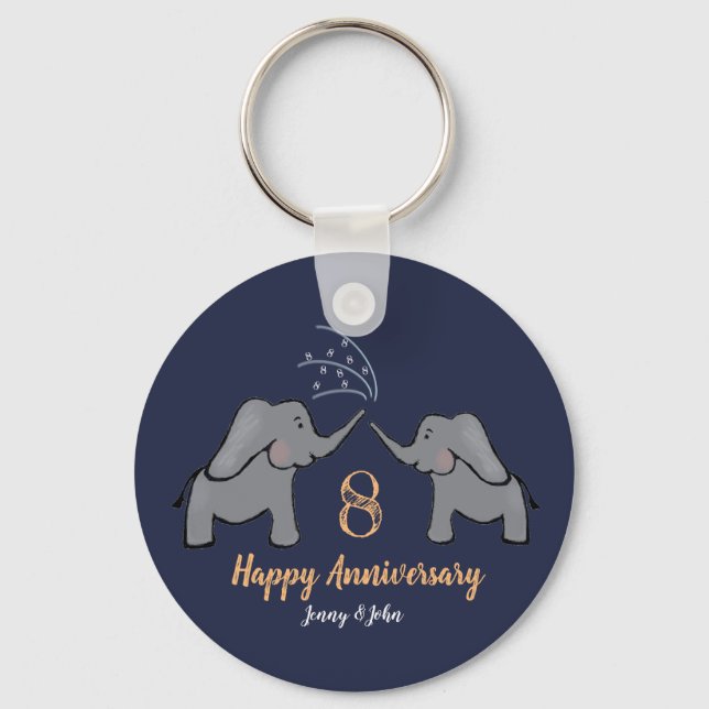 Porte-clés Bronze 8e anniversaire mariage couple d'éléphants (Recto)