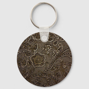 Porte-clés Bronze Floral Relief
