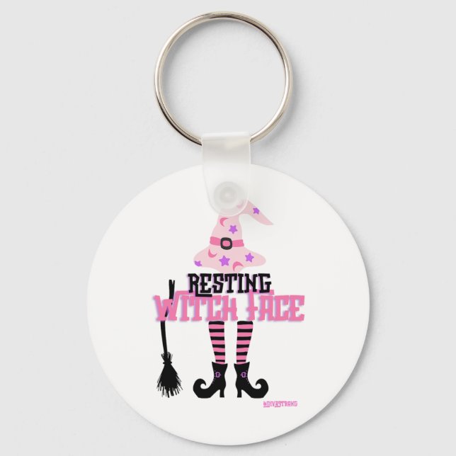 Porte-clés Broomstick Halloween visage Sorcière de repos (Recto)