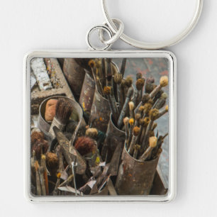 Porte-clés Brosses à peintures d'artistes dans de vieilles bo