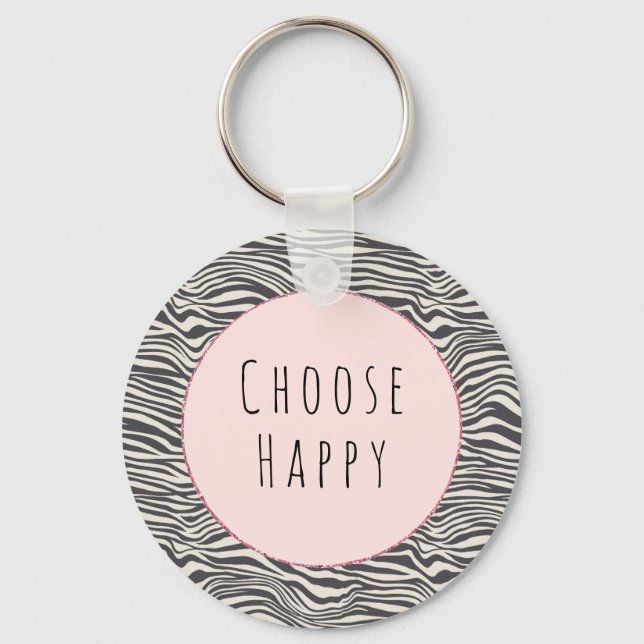 Porte-clés Brown Cocoa Zebra Imprimer devis heureux personnal (Recto)