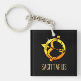 Porte-clés Brown et or Sagittarius signe zodiaque noir