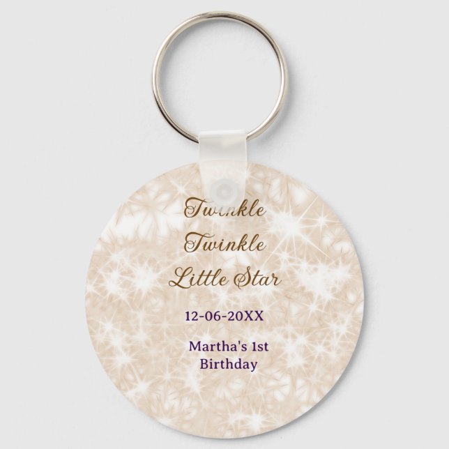 Porte-clés Brown glitter twinkle twinkle little star birthday (Recto)
