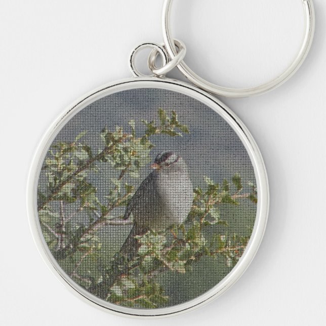 Porte-clés Bruant sur la branche Photo Birdwatcher Mosaic Bir (Devant)
