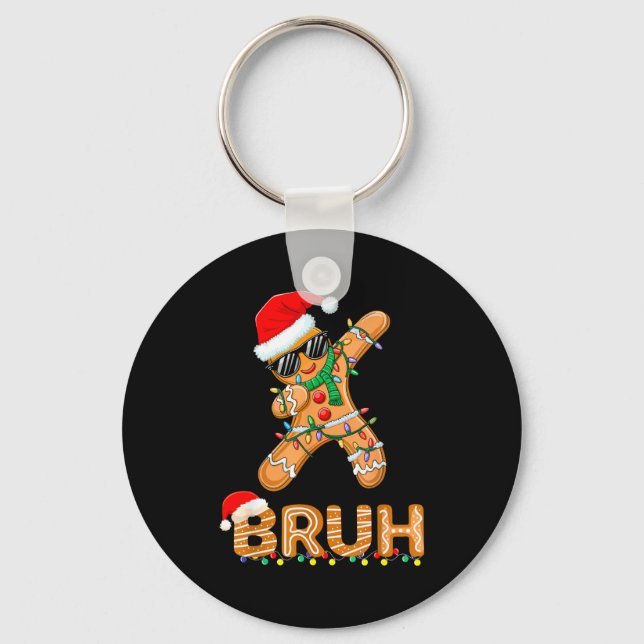 Porte-clés Bruh Funny Christmas Gingerbread Man Teens Boys Ki (Recto)