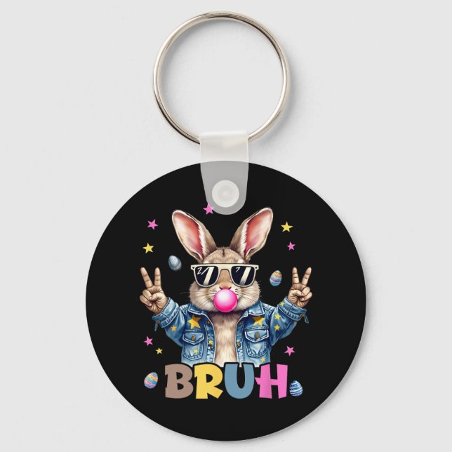 Porte-clés Bruh Mème Pâques Jour Funny Bunny Oeufs Ados Garço (Recto)