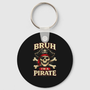 Porte-clés Bruh un pirate crâne patch oculaire os croisés drô