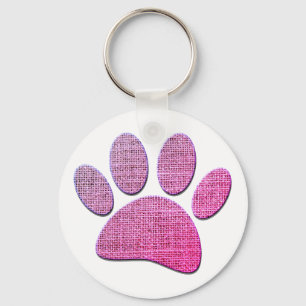 Porte-clés Brûlure Paw Dog Imprimer En Rose