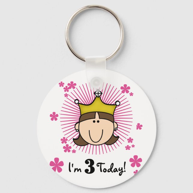 Porte-clés Brunette Princesse 3e Anniversaire Tshirts et cade (Recto)