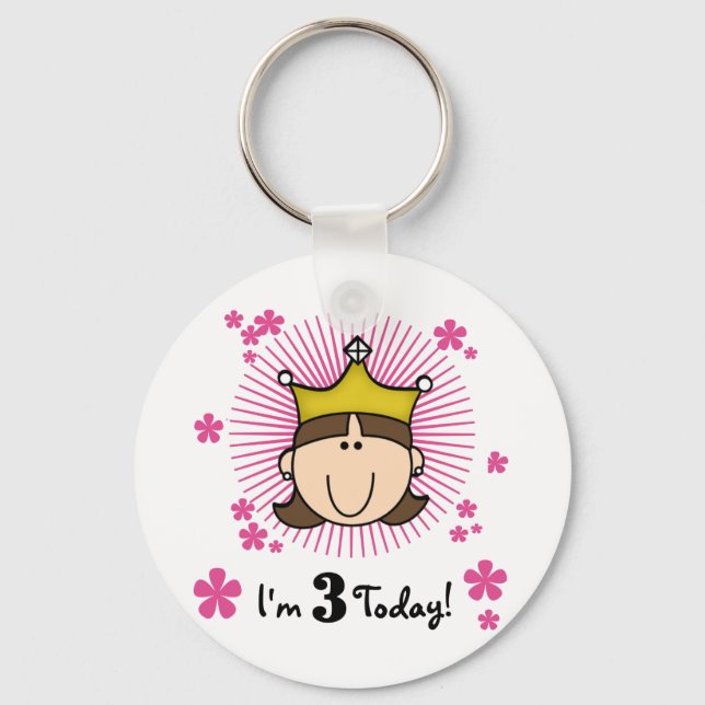 Porte-clés Brunette Princesse 3e Anniversaire Tshirts et cade (Recto)