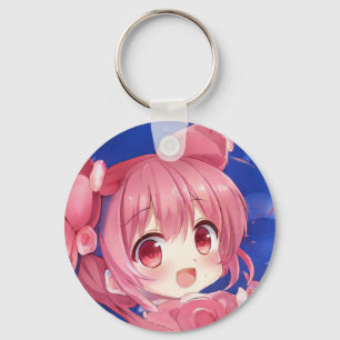 Porte-clés Bubblegum fraise rose chibi anime fille manga