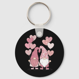 Porte-clés Buffalo rose Plaid Heart Gnomes Saint-Valentin