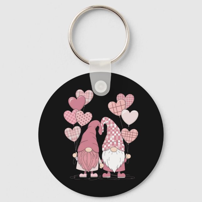 Porte-clés Buffalo rose Plaid Heart Gnomes Saint-Valentin (Recto)