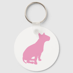 Porte-clés Bull-terrier se reposant (rose)