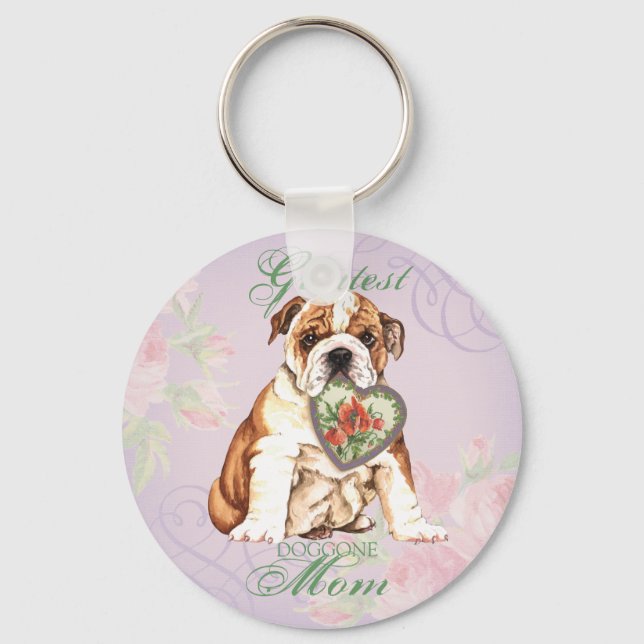 Porte-clés Bulldog Heart Maman (Recto)