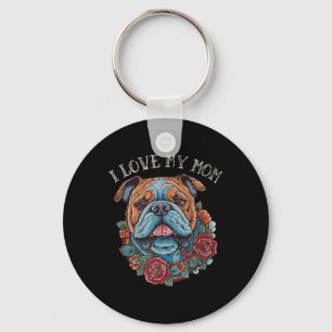 Porte-clés Bulldog I Love My Mom Chien Tattoo