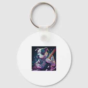 Porte-clés Bulldog Jouer Rock Guitare Électrique