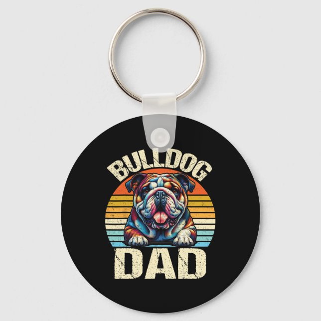 Porte-clés Bulldog papa Amoureux de les chiens Fête des pères (Recto)