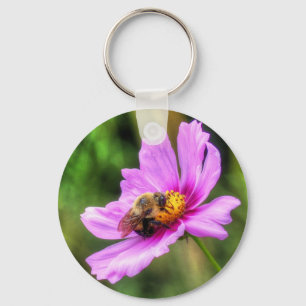 Porte-clés Bumble Bee on Pink Cosmos
