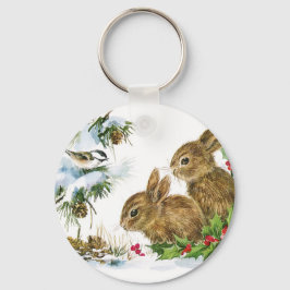 Porte-clés Bunnies et oiseaux Profitez de la neige