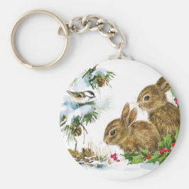 Porte-clés Bunnies et oiseaux Profitez de la neige