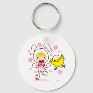 Porte-clés Bunny Girl et petit poussin