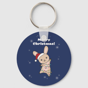 Porte-clés Bunny Joyeux Noël Animaux d'hiver lapins Clavier