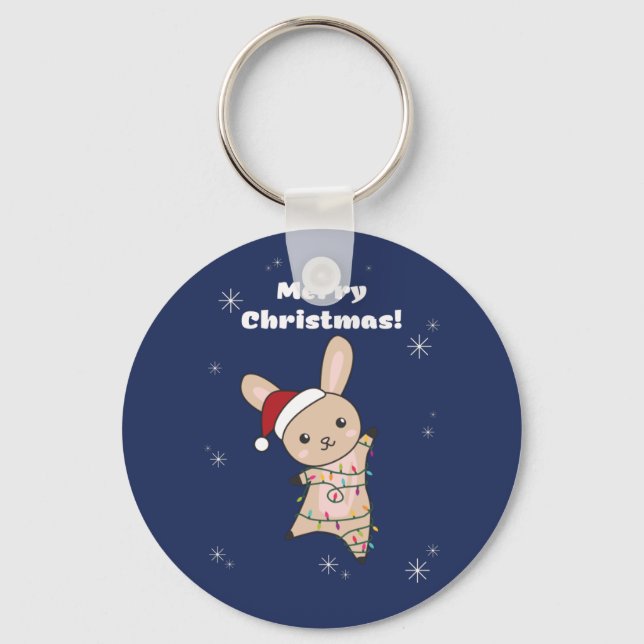 Porte-clés Bunny Joyeux Noël Animaux d'hiver lapins Clavier (Recto)