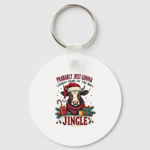 Porte-clés C drôle de Noël vache des Highlands Vintage Cloche