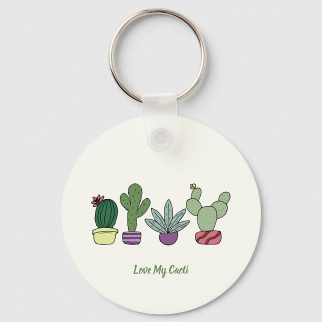 Porte-clés Cactus mignons Pots Plantes Aimer Mes Cactus (Recto)