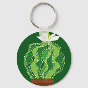 Porte-clés Cactus vert : motif abstrait naturel.