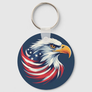 Porte-clés Cadeau Aigle américain pour lui – Œuvre d'art patr