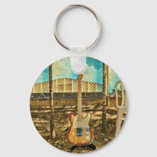 Porte-clés cadeau amant guitare rétro