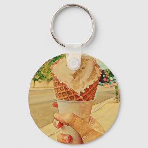 Porte-clés Cadeau amoureux de crème glacée