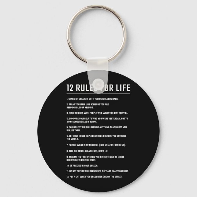 Porte-clés Cadeau Anniversaire 12 Règles pour la vie (Recto)