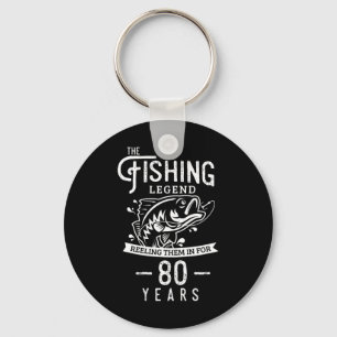 Porte-clés Cadeau d'anniversaire de légende de pêche de 80 an